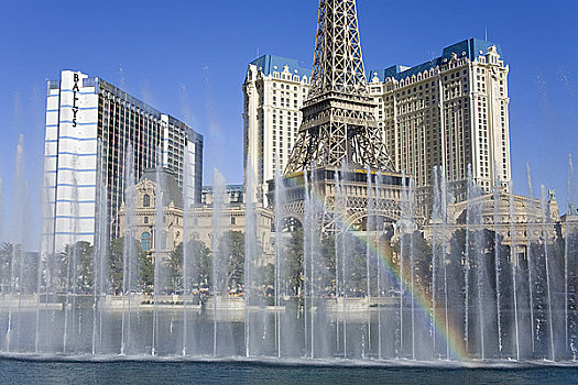 喷泉,正面,酒店,拉斯维加斯巴黎酒店,拉斯维加斯,细条,内华达,美国