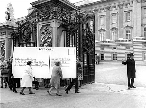 二十五周年纪念,明信片,递送,白金汉宫,伦敦