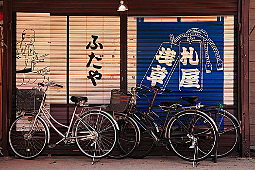 自行车停放,墙壁,日本,艺术