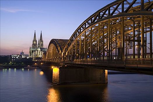 桥,莱茵河,科隆大教堂,北莱茵威斯特伐利亚,德国,欧洲