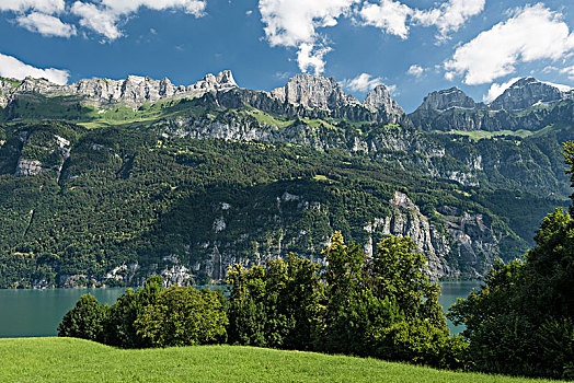 湖,东方,瑞士,阿尔卑斯山