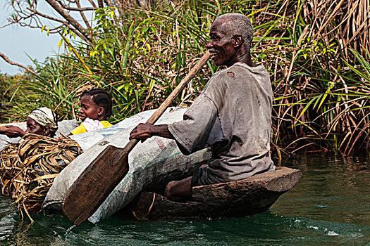 非洲,利比里亚,蒙罗维亚,运输,捆,干燥,传统,独木舟,河