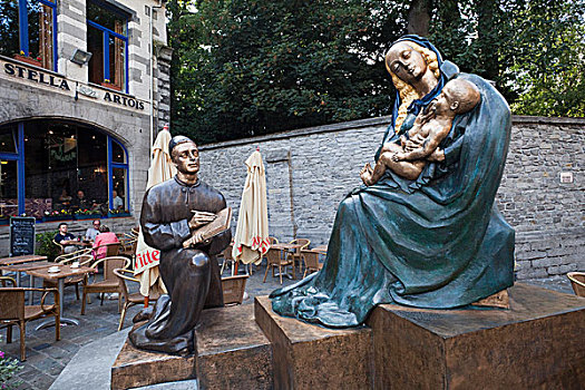 比利时,雕塑,艺术家,草场,箱式货车,展示,描绘,圣母玛利亚,孩子,耶稣