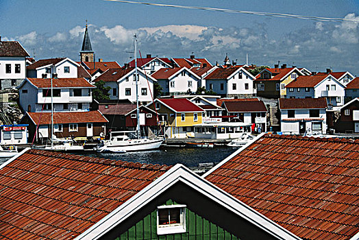 瑞典,布胡斯,区域,捕鱼,港口,城镇,大幅,尺寸