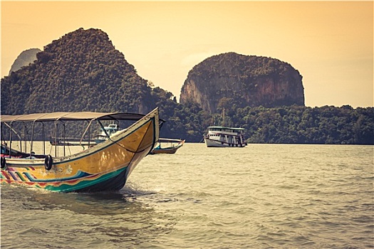 传统,泰国,船,普吉岛