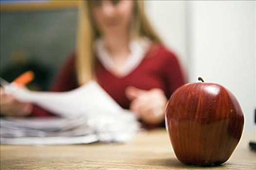 苹果,书桌,教师,背景