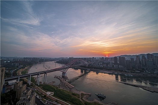 重庆城市日出日落夜景摄影图