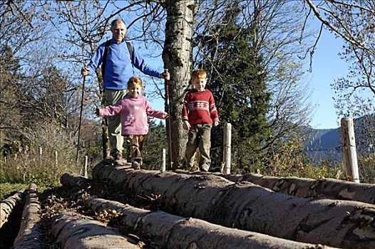 孩子,平衡性,爷爷,木质