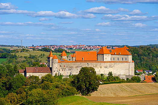 城堡,后面,斯瓦比亚,巴伐利亚,德国,欧洲