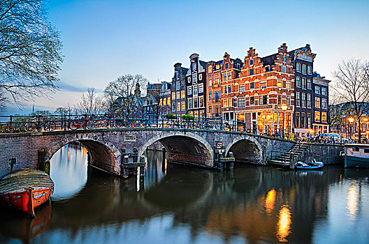 日落,阿姆斯特丹,荷兰