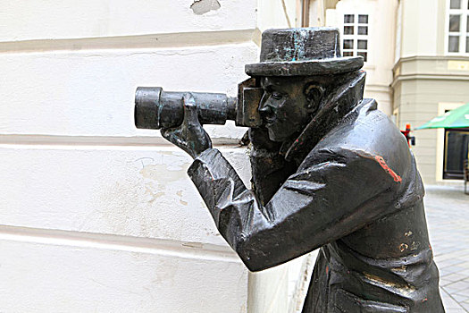 铜像,一个,摄影师,布拉迪斯拉瓦,斯洛伐克,共和国,欧洲
