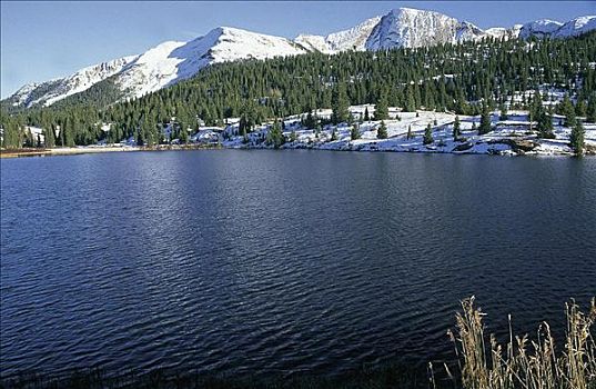 圣胡安山,湖,冬天,雪,科罗拉多,美国,北美