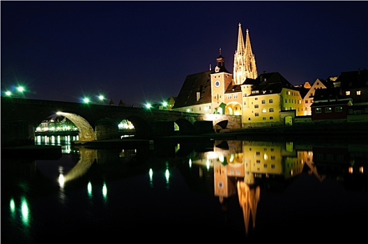 雷根斯堡,夜晚,德国
