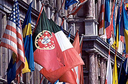 比利时,安特卫普,老城,市政厅,旗帜