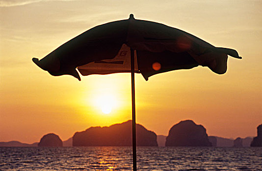 泰国,日落,海滩,胜地
