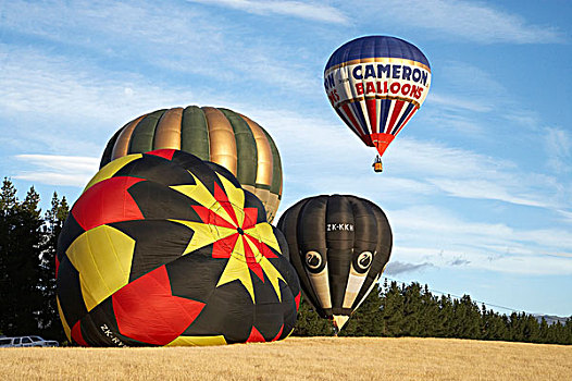 热气球,靠近,瓦纳卡,南岛,新西兰