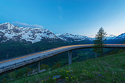 前灯,模糊,道路,阿尔卑斯山,背景,提契诺河,瑞士