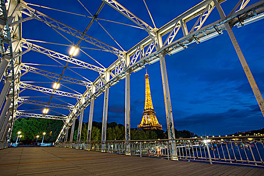 埃菲尔铁塔,走,桥,塞纳河,巴黎,法国
