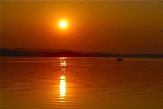 橙色,日落,上方,基姆湖