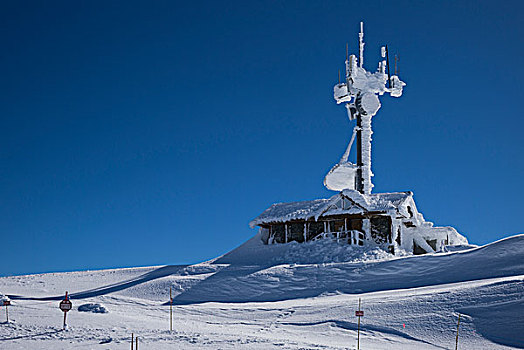 信号发射塔,建筑,遮盖,冰,雪,滑雪胜地,惠斯勒,不列颠哥伦比亚省,加拿大