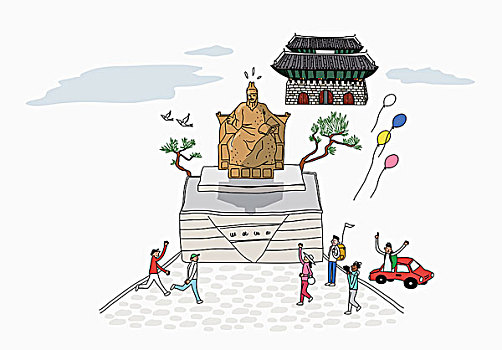 雕塑,國王,韓國