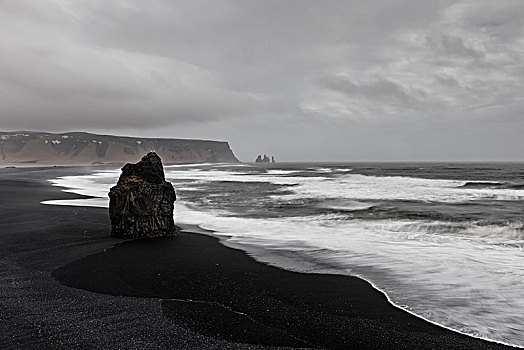 黑沙,海滩,冬天,瑟德兰德,南,冰岛,欧洲