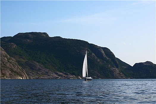 帆船,海岸,挪威