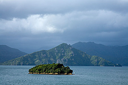 岛屿,山峦,阴天,声音,皮克顿,马尔伯勒,南岛,新西兰