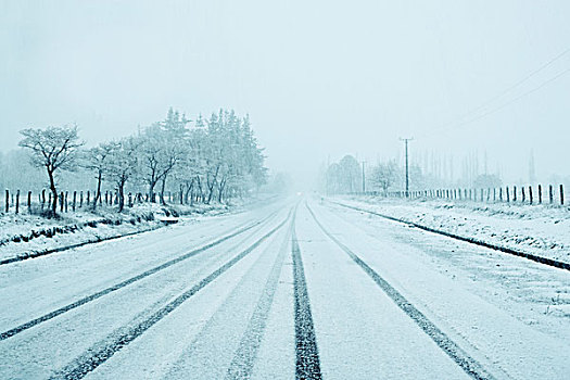 道路,雪景