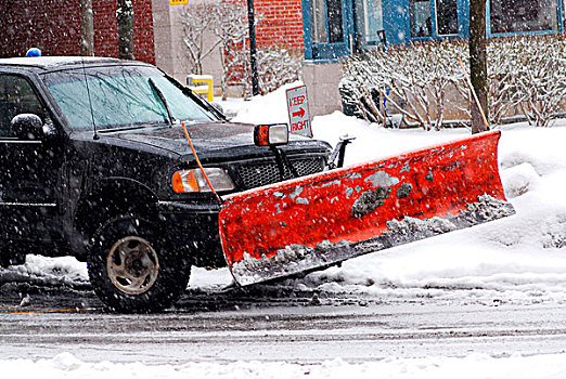 扫雪机,卡车,道路,暴风雪