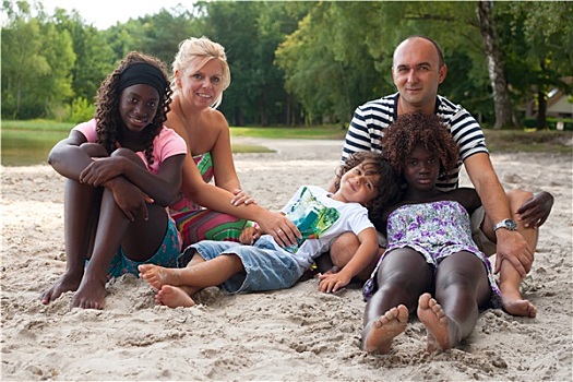 多元文化,家庭,海滩