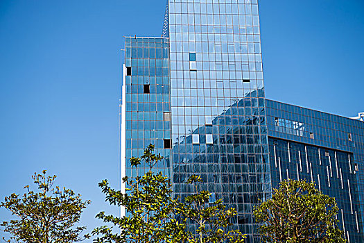 现代,玻璃,剪影,现代建筑