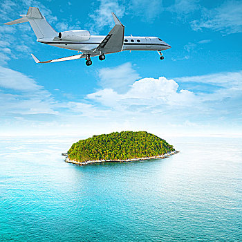 私人飞机,俯视,热带海岛,构图