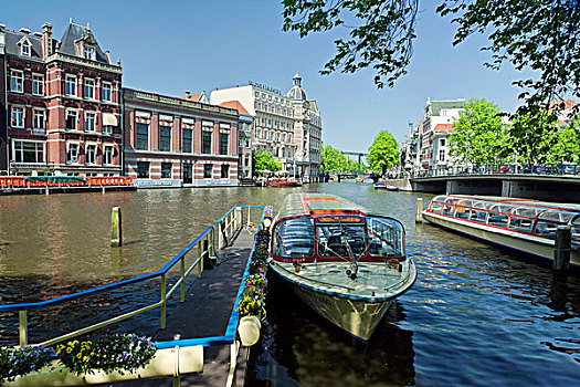 旅游,船,运河,阿姆斯特丹,荷兰,欧洲