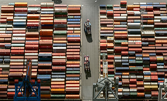 航拍,货箱,港口,集装箱码头,汉堡市,德国,欧洲