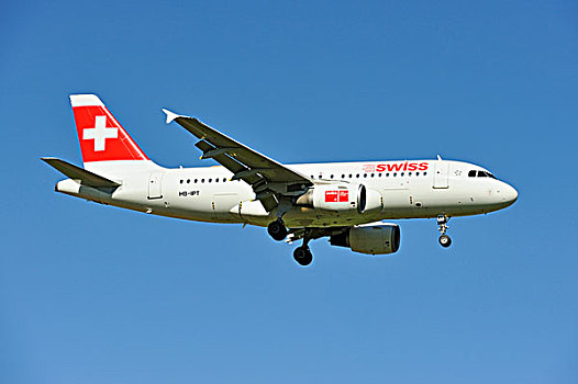 瑞士,空中客车,降落,靠近,苏黎世,机场,欧洲