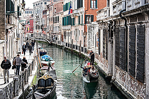 运河,小船,地区,威尼斯,威尼托,意大利,欧洲