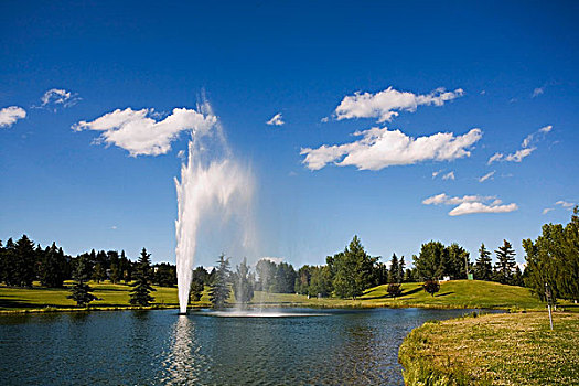 喷泉,湖