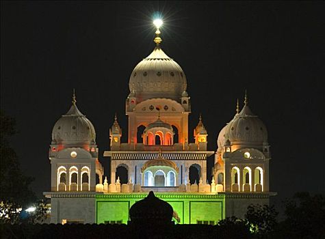 锡克教徒,庙宇,夜晚,普什卡,拉贾斯坦邦,印度