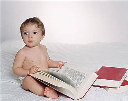 婴儿,读,书本