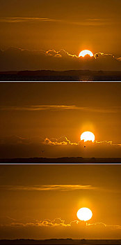 序列,日落,云,上方,波罗的海,达斯,梅克伦堡前波莫瑞州,德国,欧洲