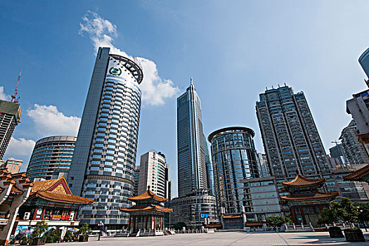 重庆市渝中区解放碑商业区的群楼