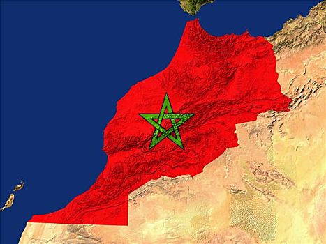 卫星图,摩洛哥,旗帜,遮盖