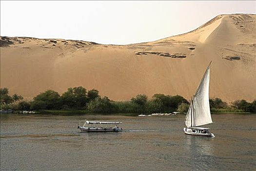 三桅小帆船,尼罗河,河,阿斯旺,埃及