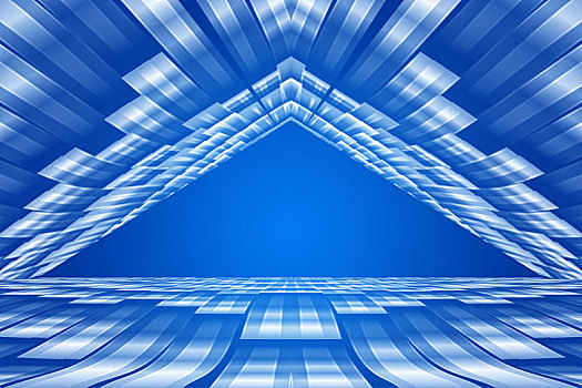 蓝色方块快速纵向延伸形成隧道空间感背景