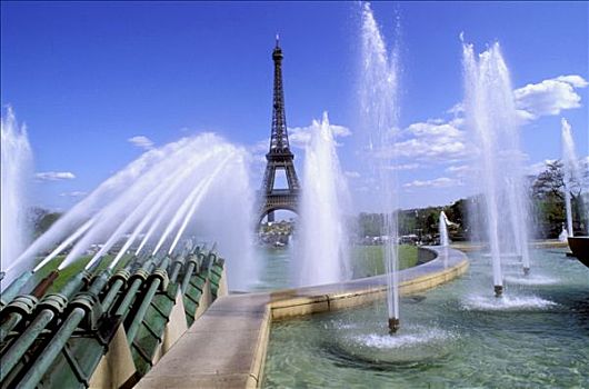 法国,巴黎,喷泉,埃菲尔铁塔