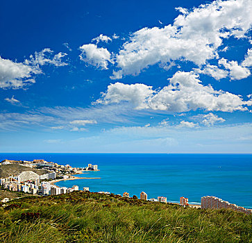 海滩,俯视,天际线,乡村,地中海,瓦伦西亚,西班牙