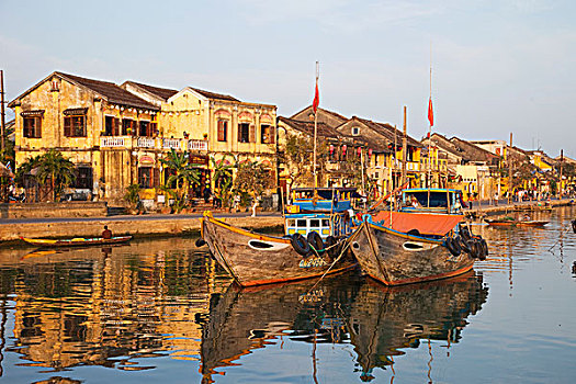渔船,河,会安,广南省,越南