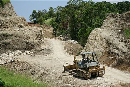 挖土机,建筑,道路,精炼厂,镍,矿,中国,开采,公司,巴布亚新几内亚,美拉尼西亚