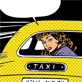 女人,出租车,看,分隔,喜爱